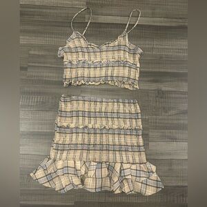 Plaid Two-Piece Set with Ruffle Details